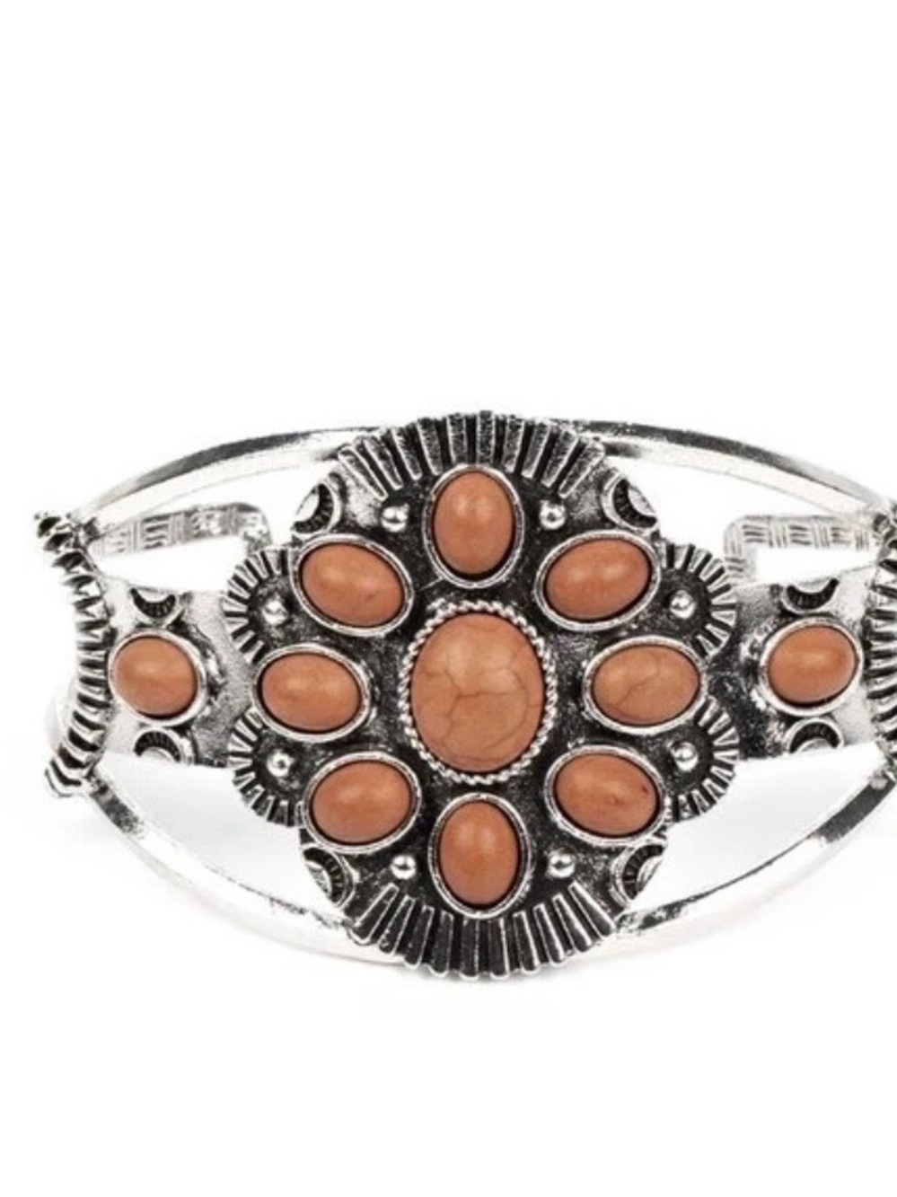 Boho Floral Silver Cuff Bracelet. Wistfully Western from Paparazzi